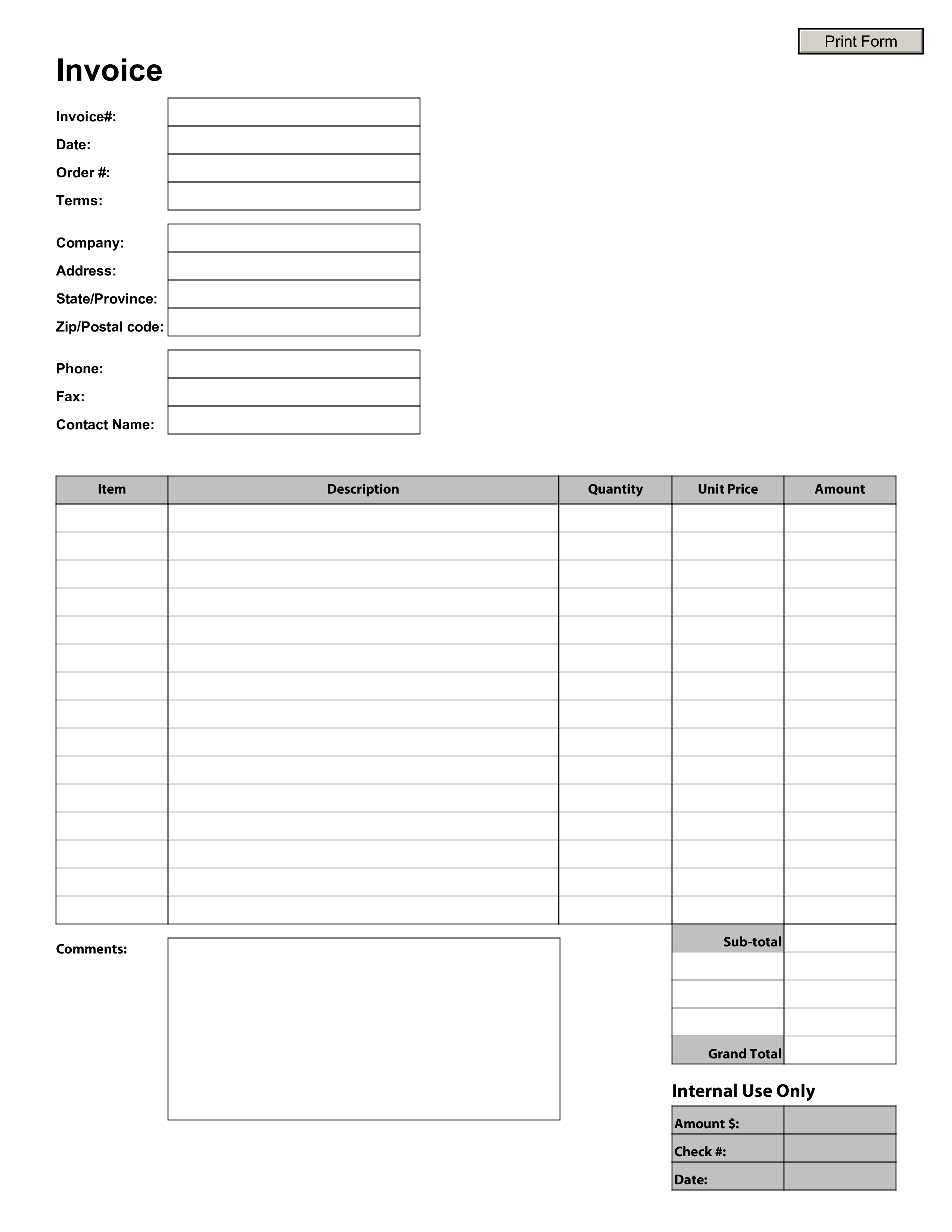 Blank Business Invoice 模板