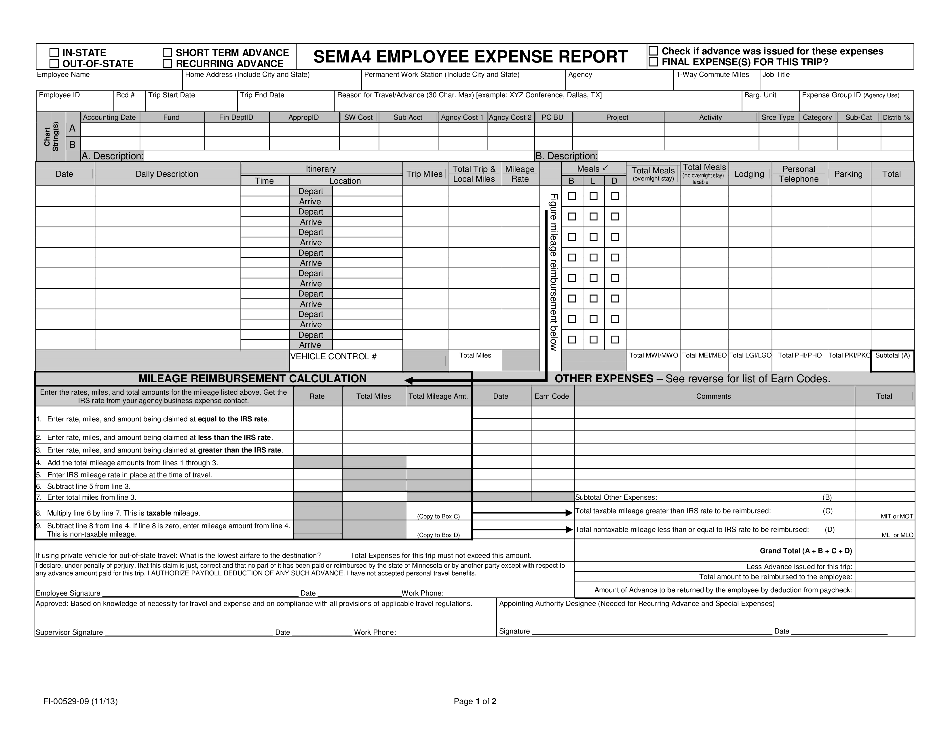 employee business expense report template