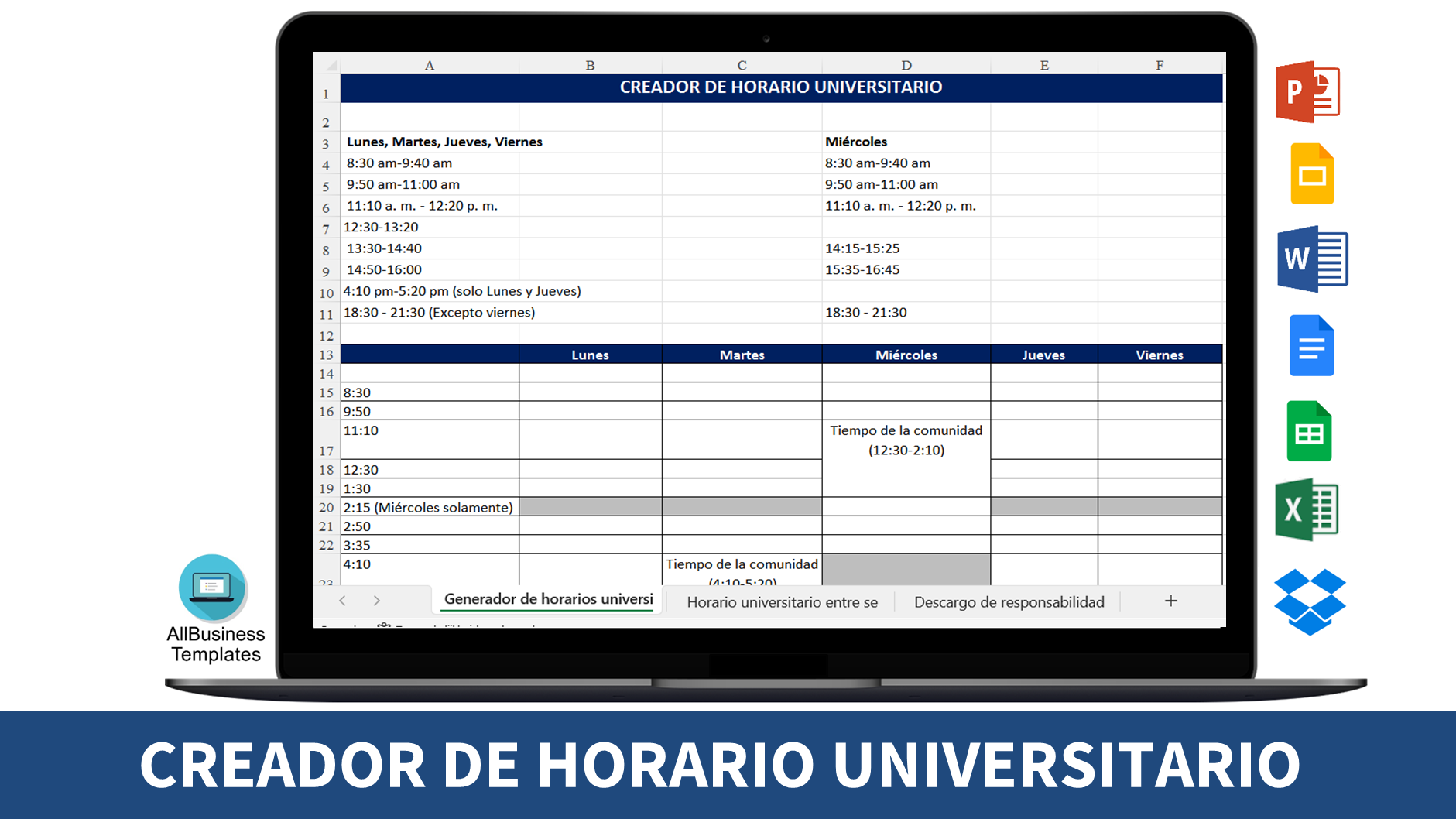 creador de horarios universitarios voorbeeld afbeelding 