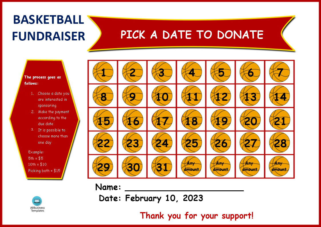 basketball fundraiser poster voorbeeld afbeelding 