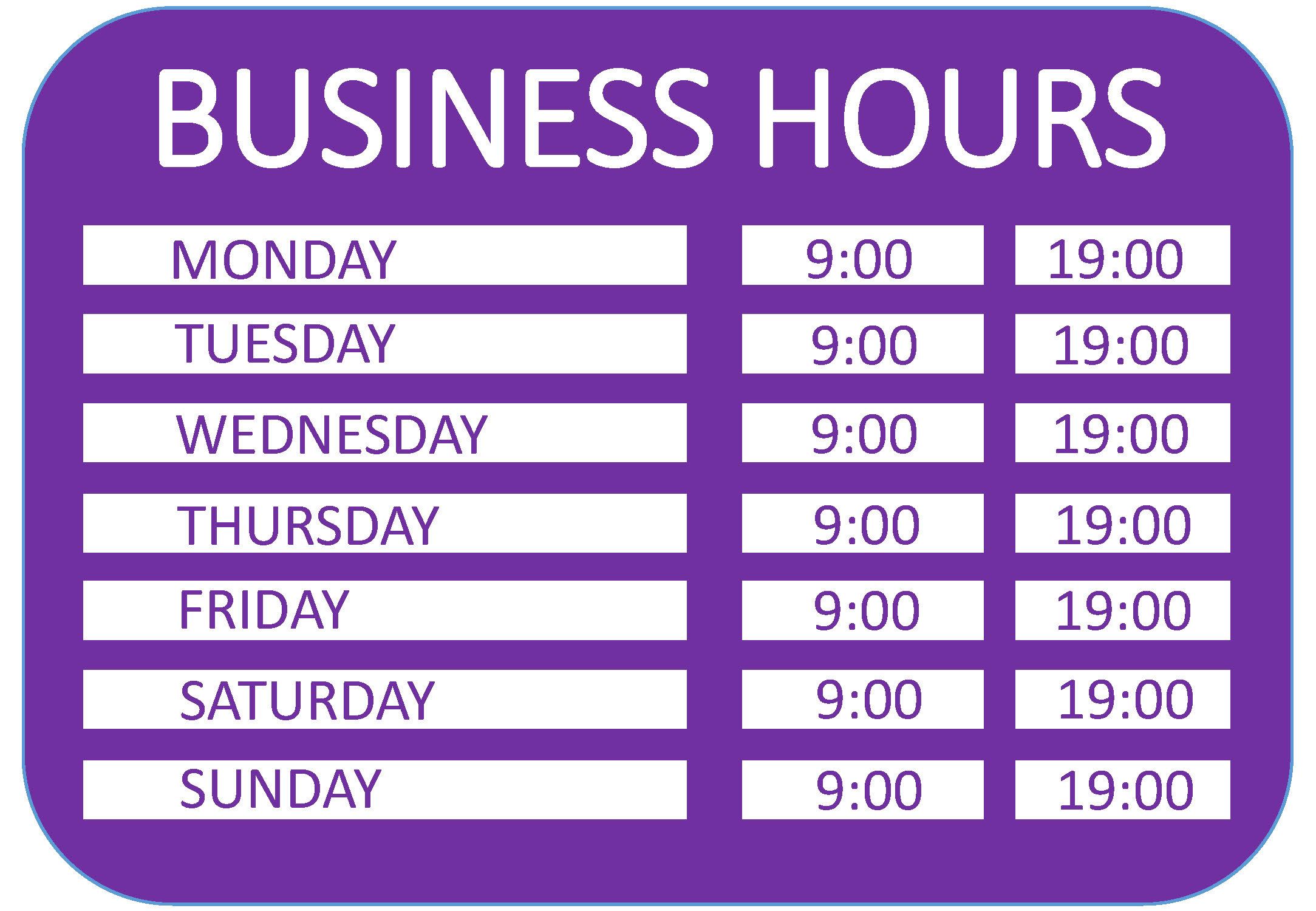 business hours a4 template voorbeeld afbeelding 