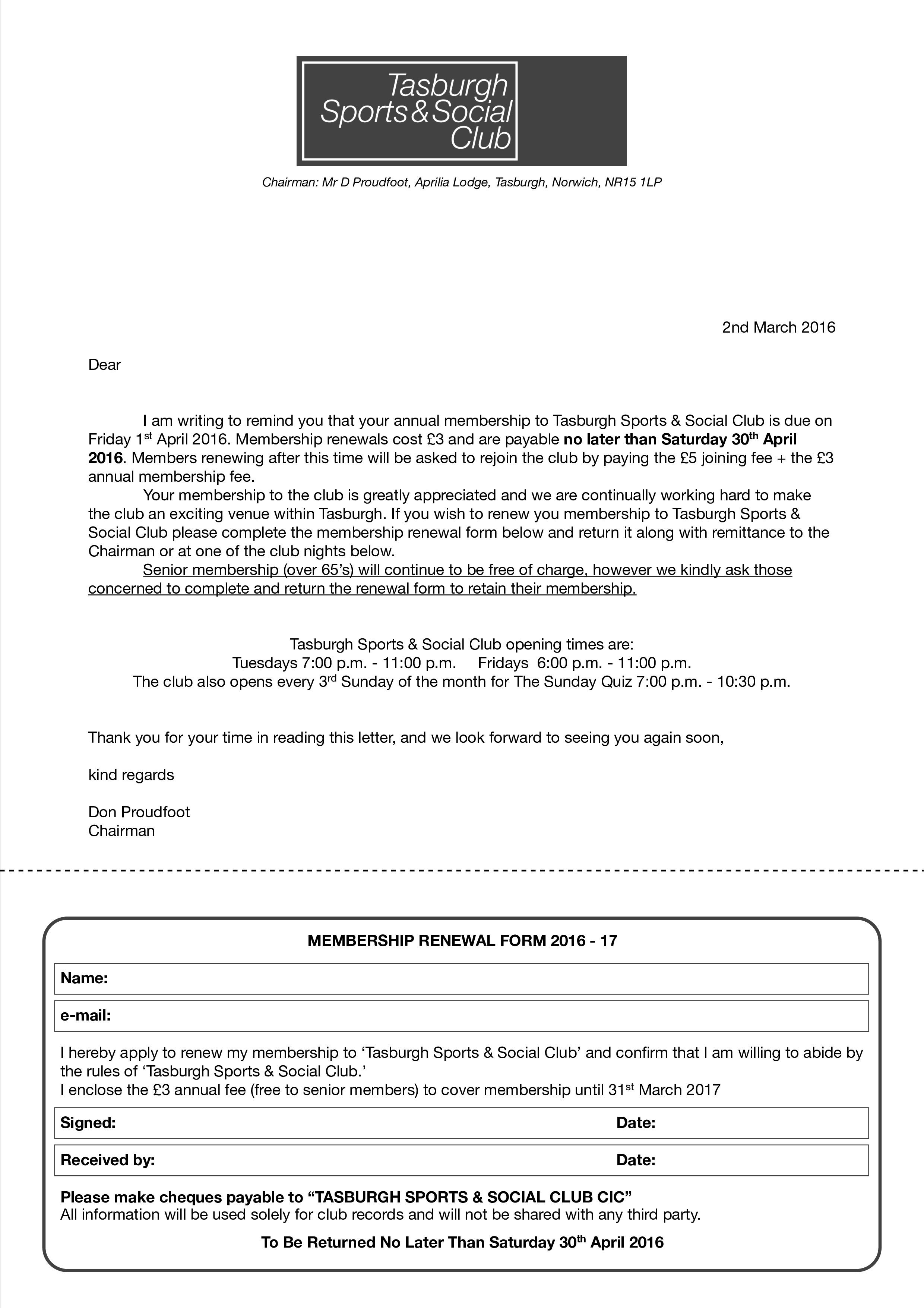 Membership Dues Template