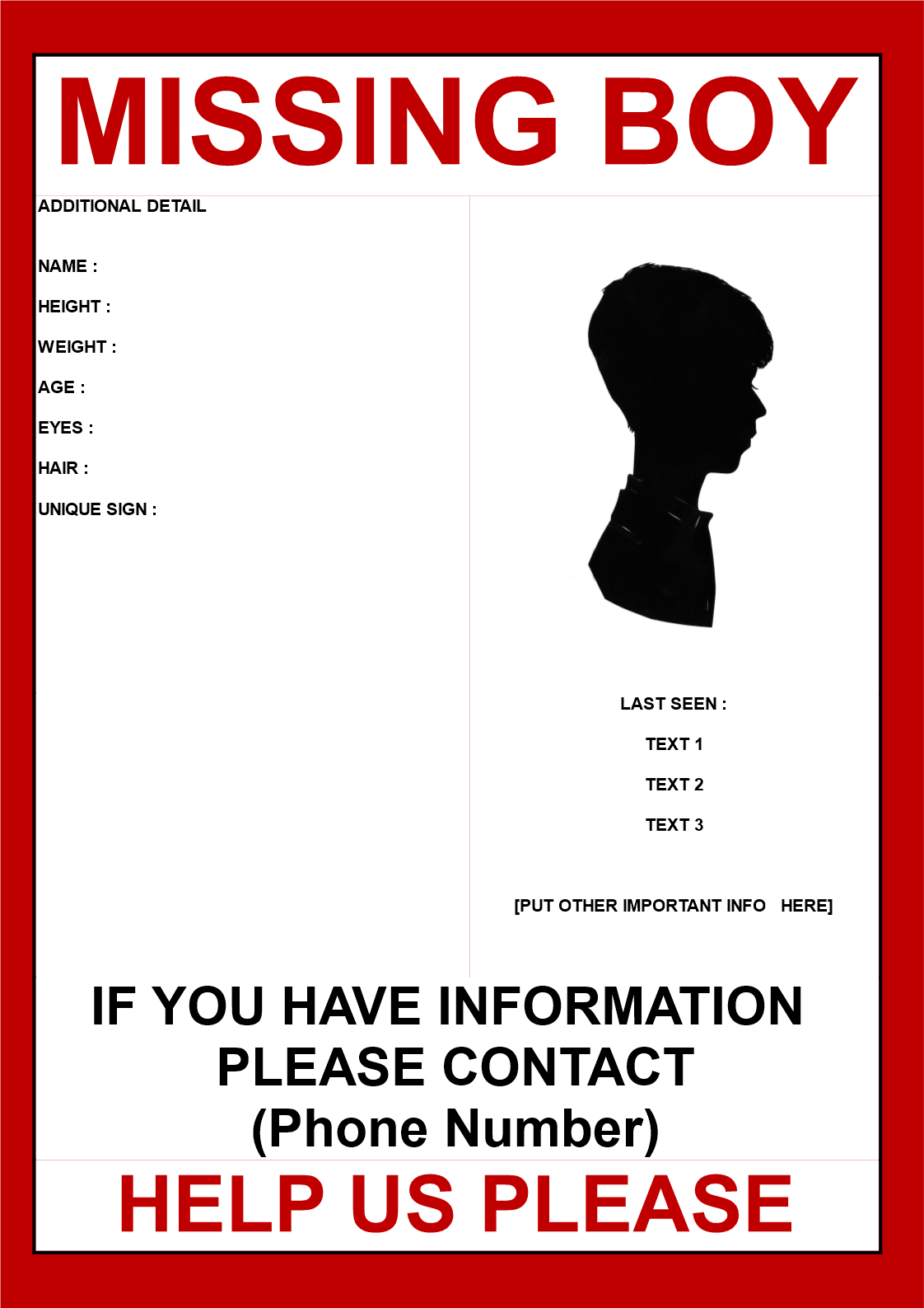 Missing Person Template Boy | Templates at 