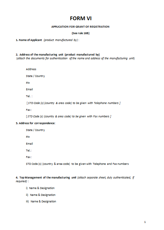 bis form vi (for application) template