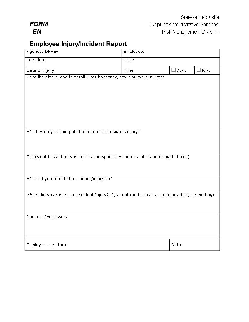 customer injury incident report modèles