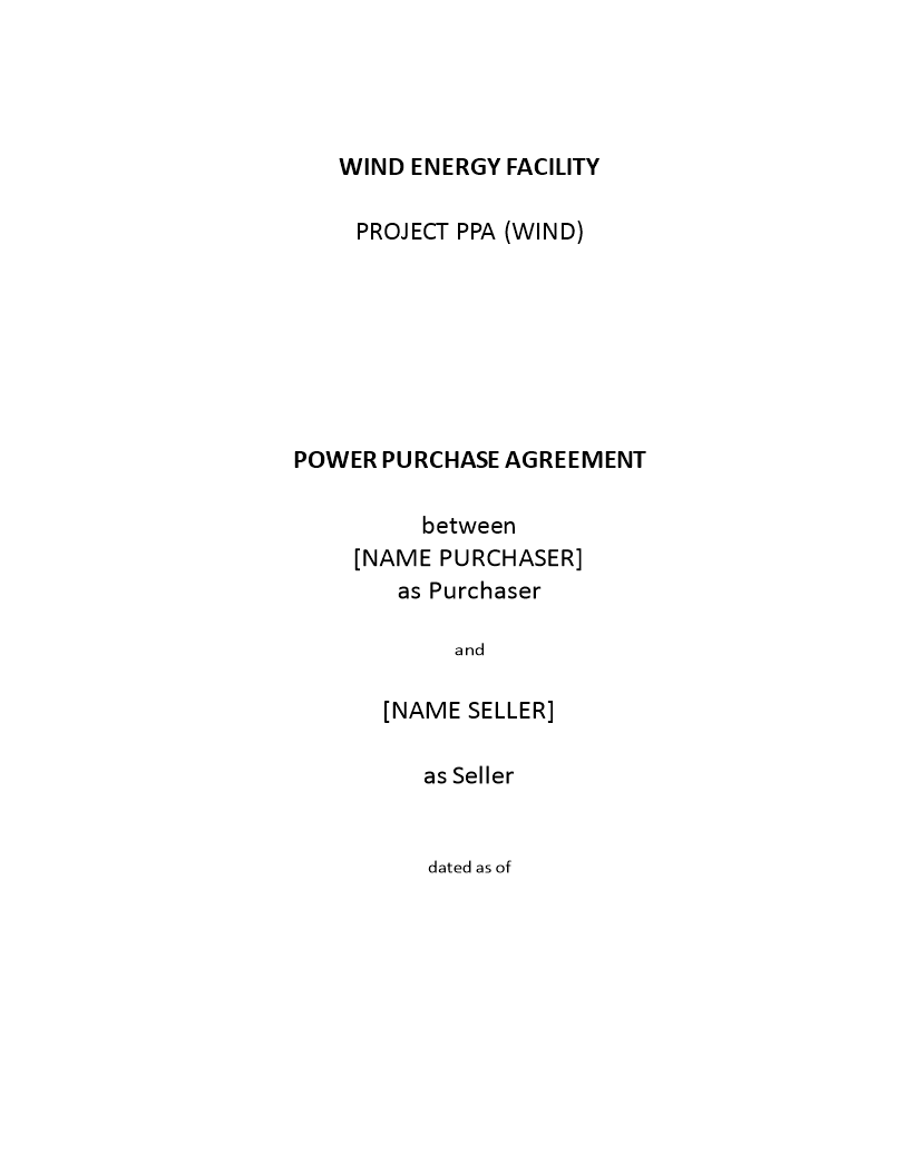 wind energy facility ppa template