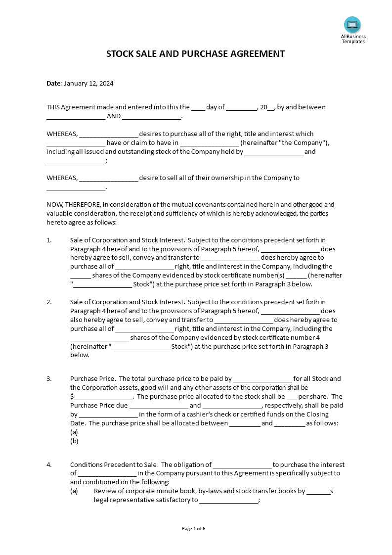 corporation buy sell agreement form voorbeeld afbeelding 