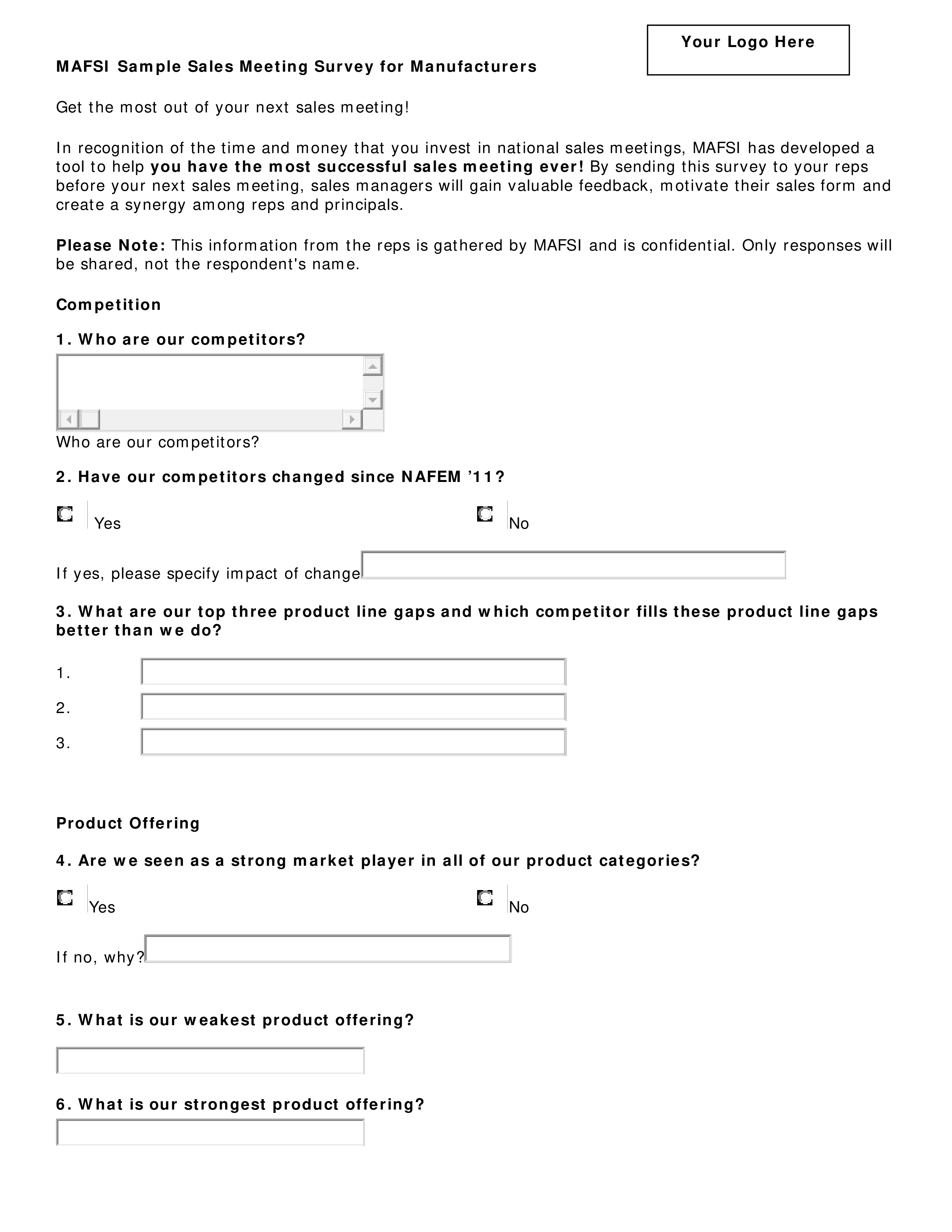 sales meeting survey template