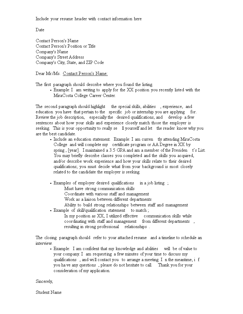 professional cover letter template