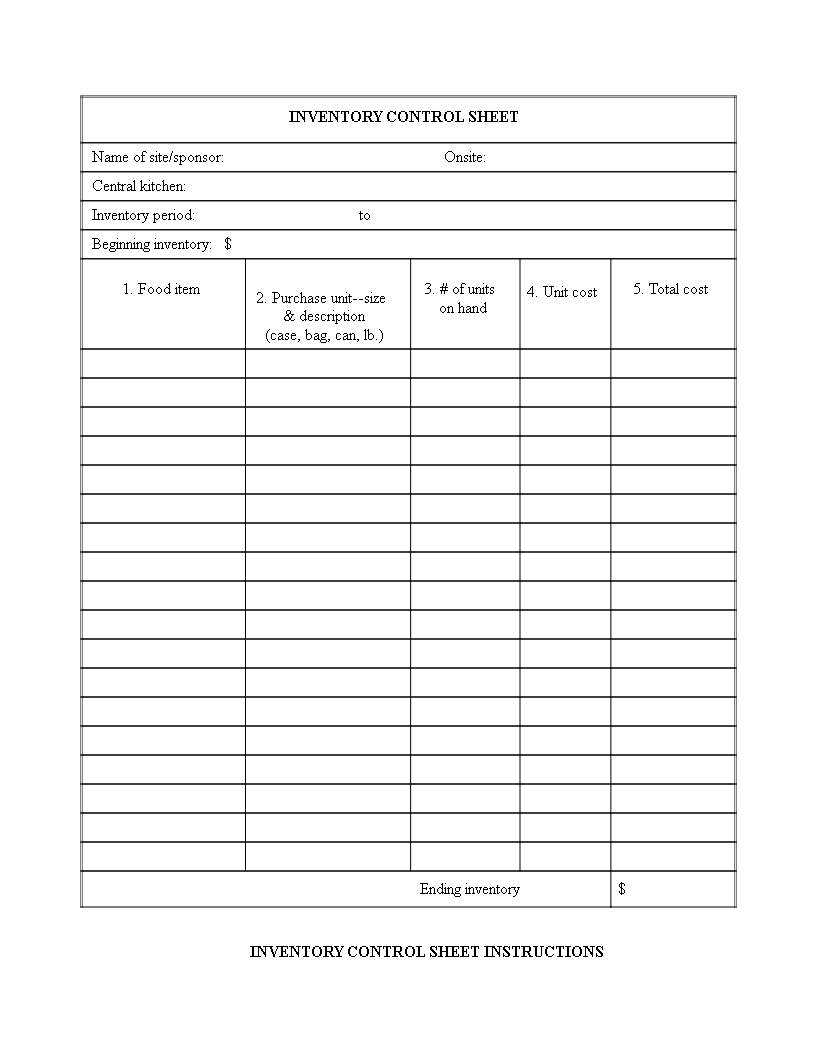 inventory control spreadsheet food items plantilla imagen principal