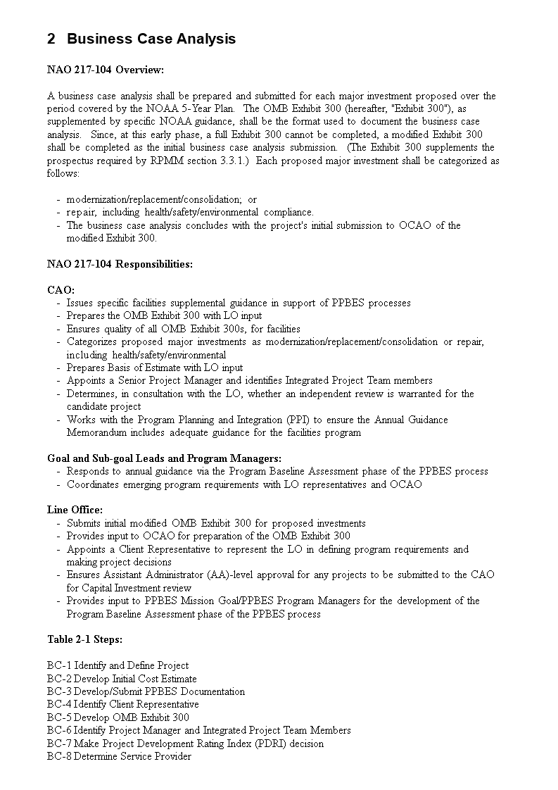 Kostenloses Business Case Analysis Word