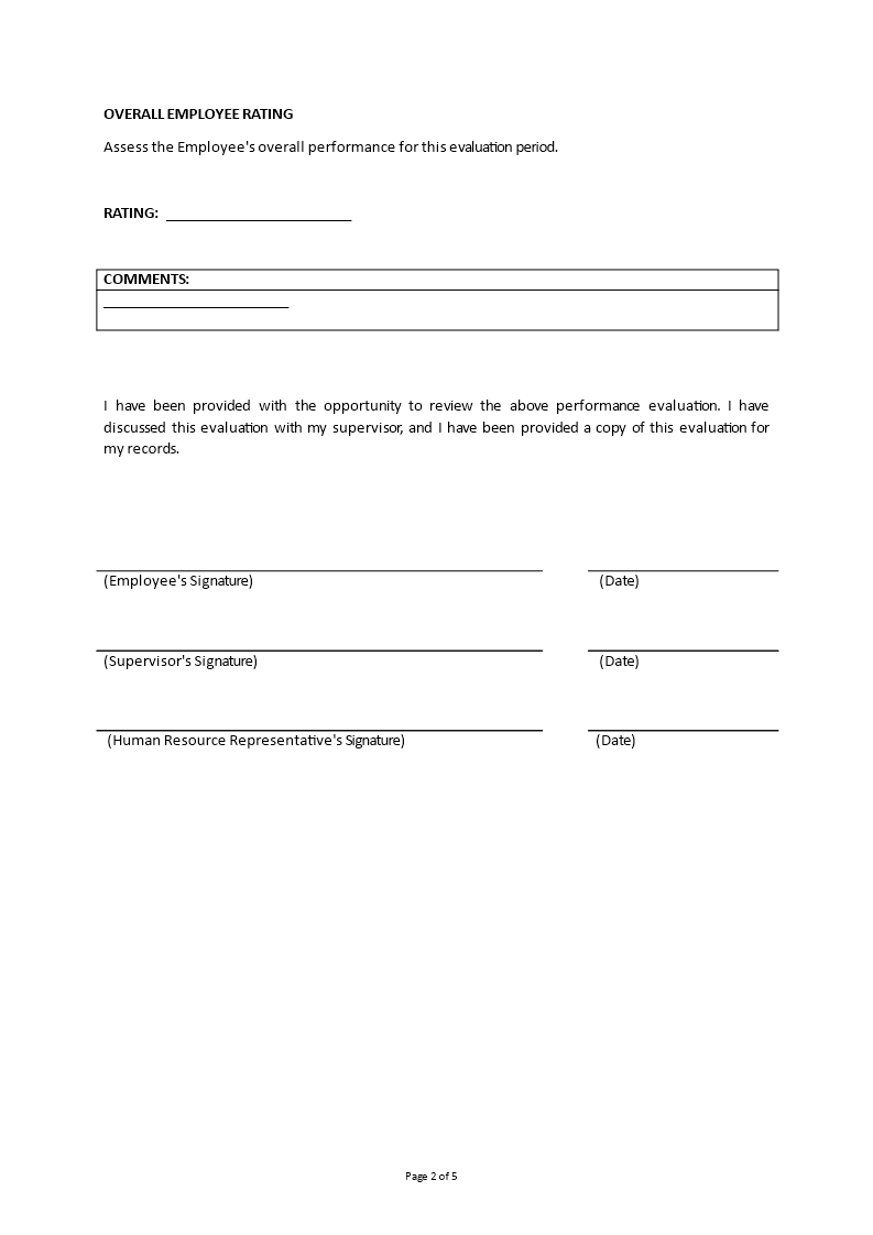  Employee Self Evaluation Form Allbusinesstemplates
