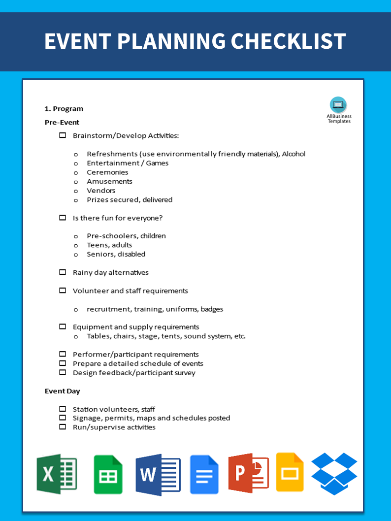 event planning checklist template