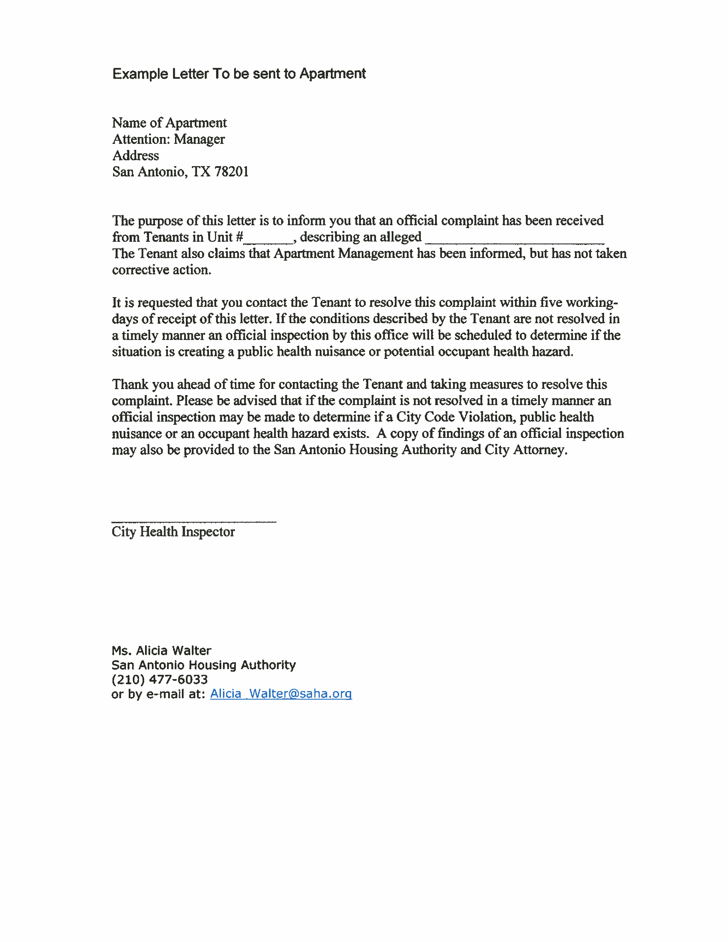 landlord formal complaint letter to tenant Hauptschablonenbild