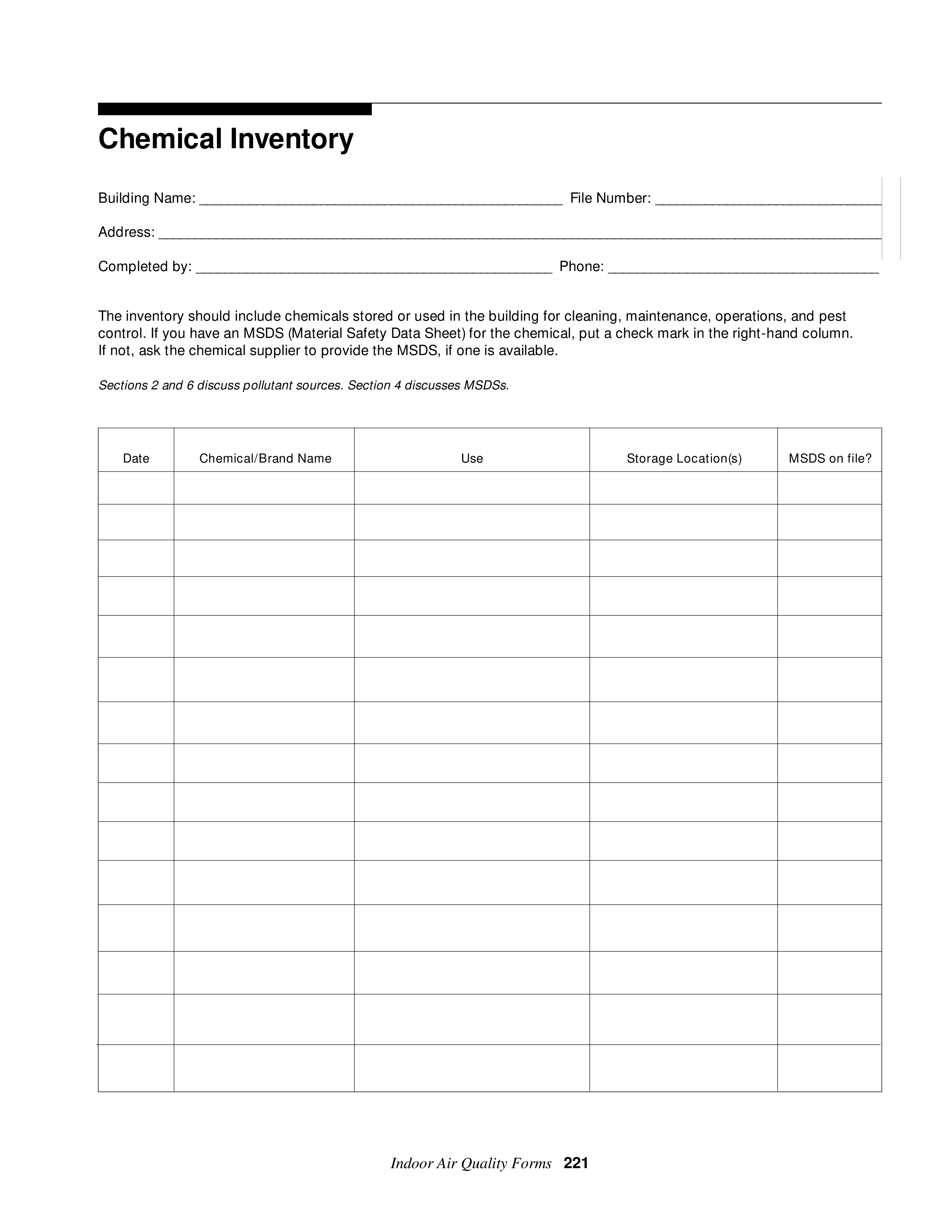 Chemical Storage Inventory main image