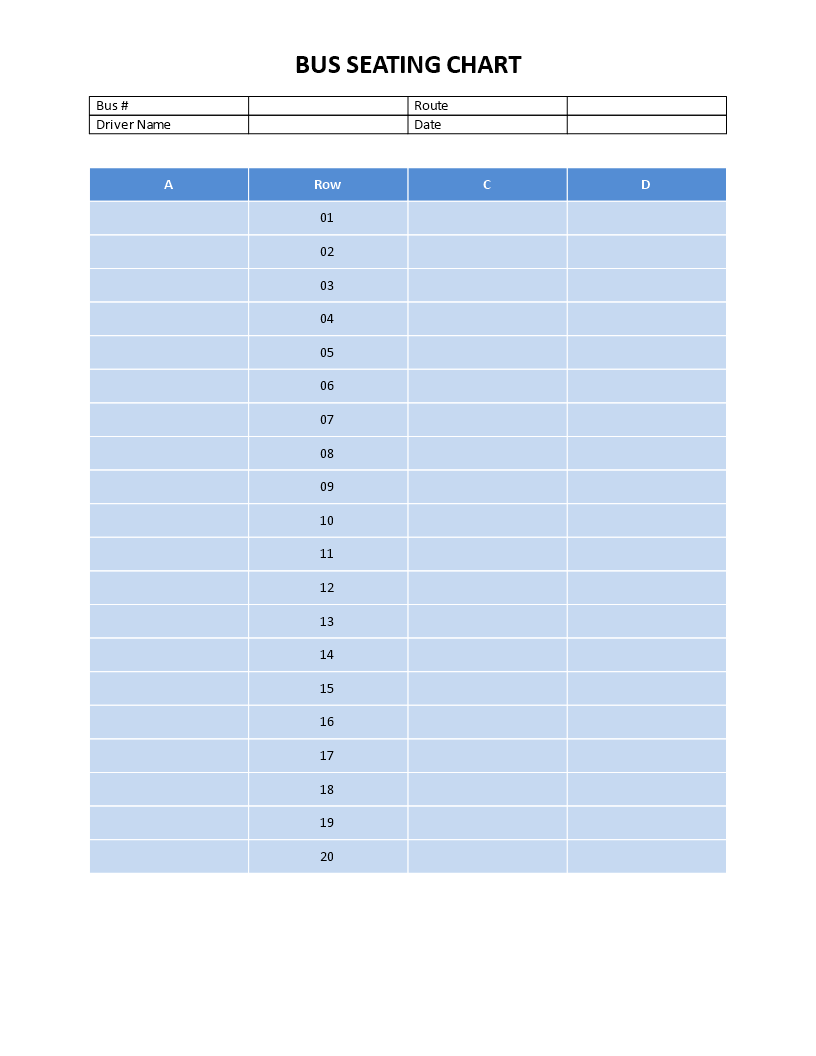 Bus Seating Layout Word Example main image