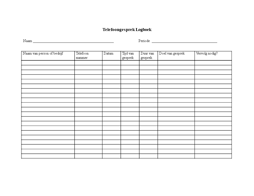 Gesprek Log Formulier Word 模板