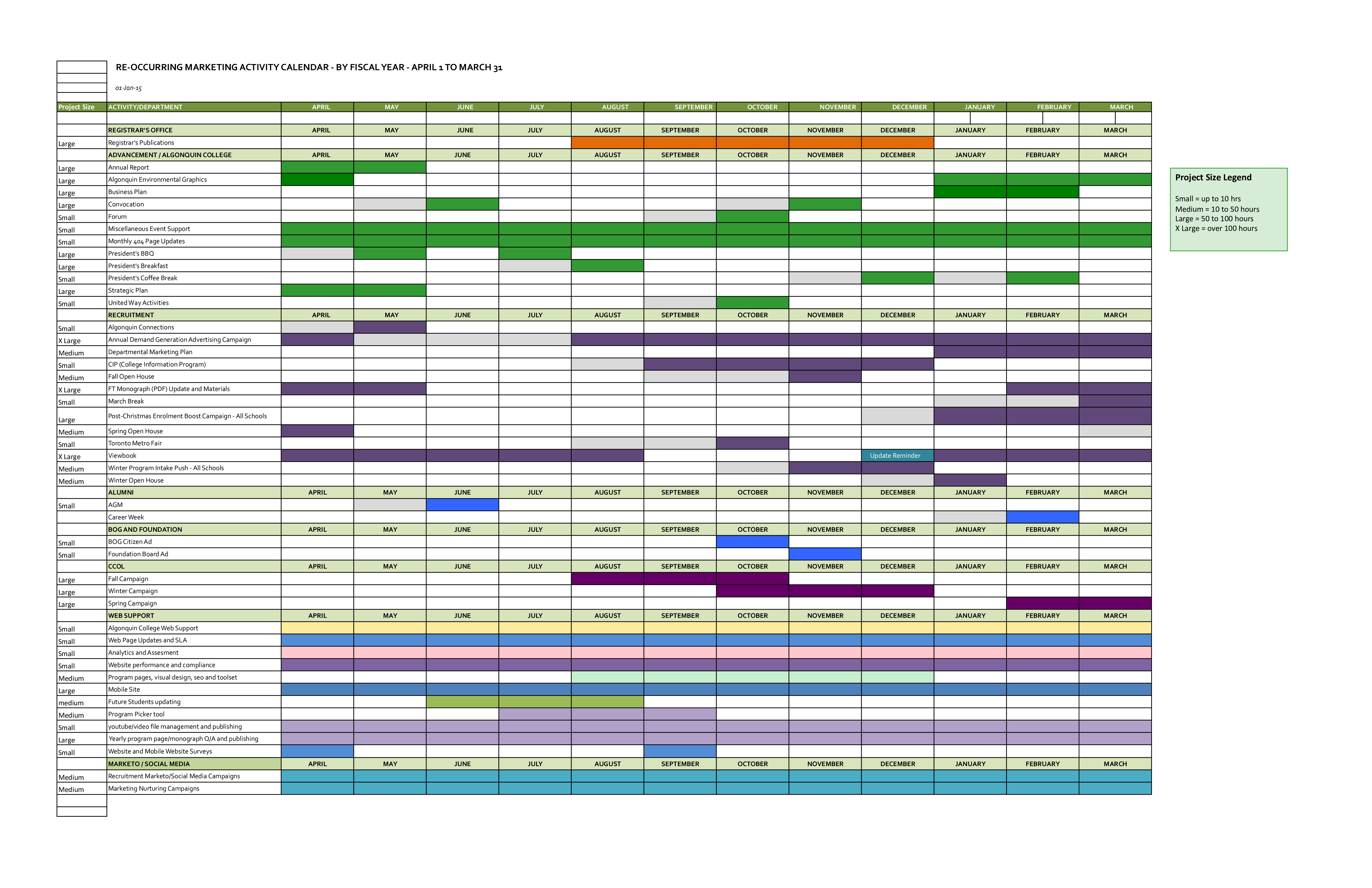 marketing project activity calendar voorbeeld afbeelding 