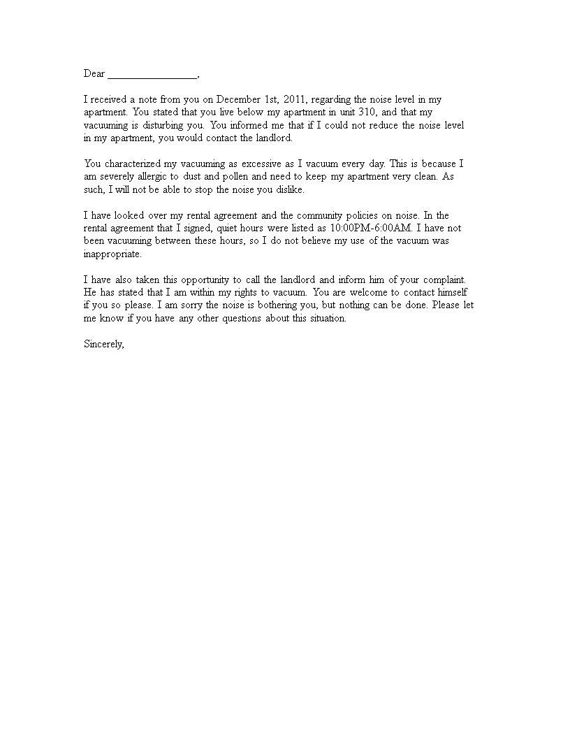 Noise Complaint Response Letter Templates At Allbusinesstemplates noise-complaint-response-letter-templates-at-allbusinesstemplates
