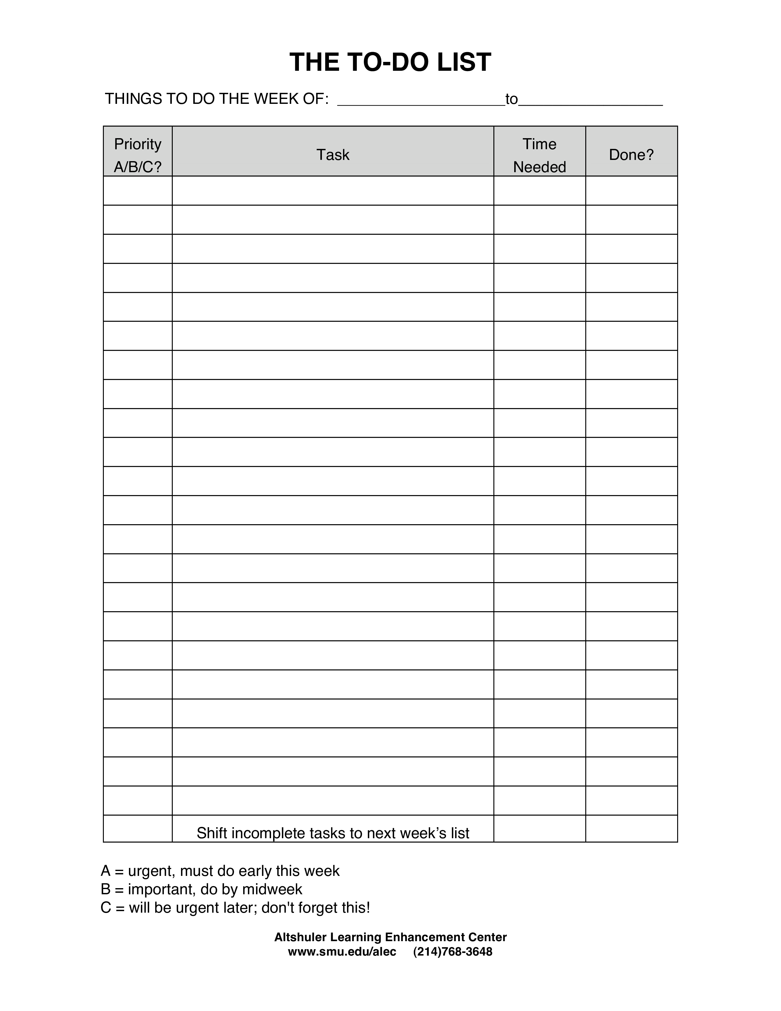 blank things to do list template