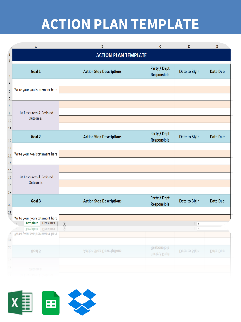Kostenloses Action plan template Regarding Business Plan Excel Template Free Download