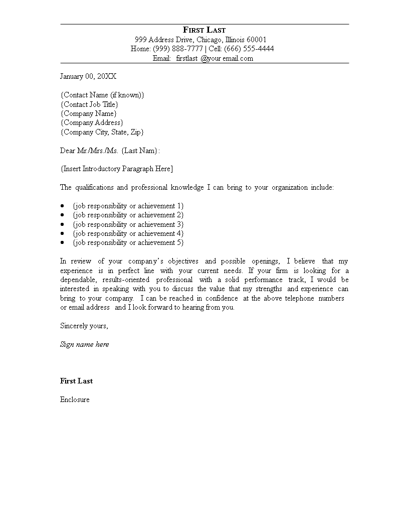 blank cover letter sample template