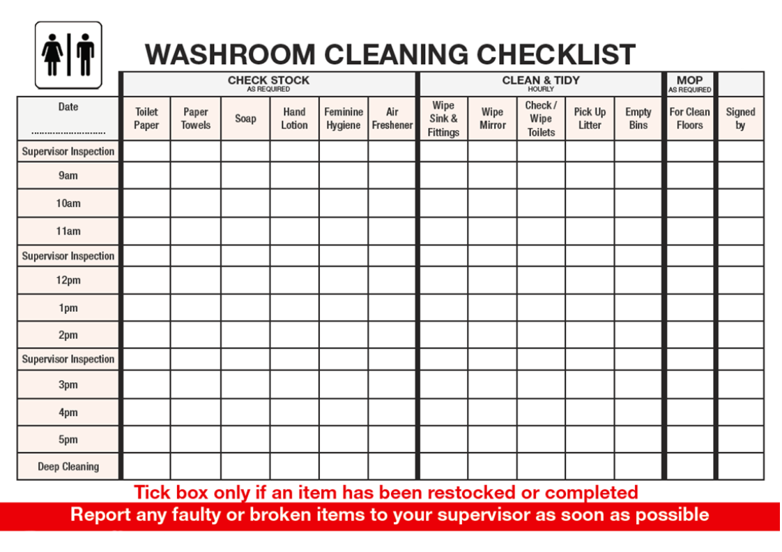 lista de verificación para la plantilla de limpieza de baños voorbeeld afbeelding 