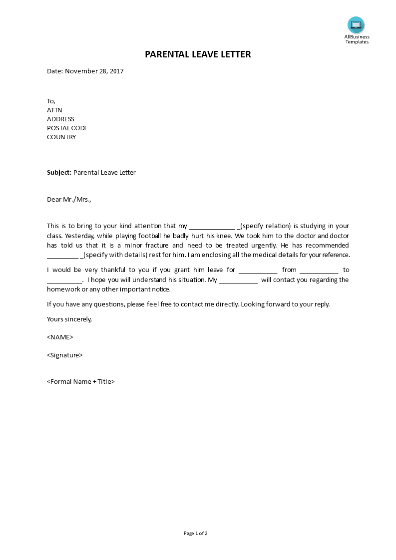 Maternity Leave Letter Template from www.allbusinesstemplates.com