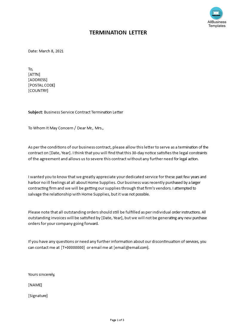 Business Contract Termination Letter from www.allbusinesstemplates.com