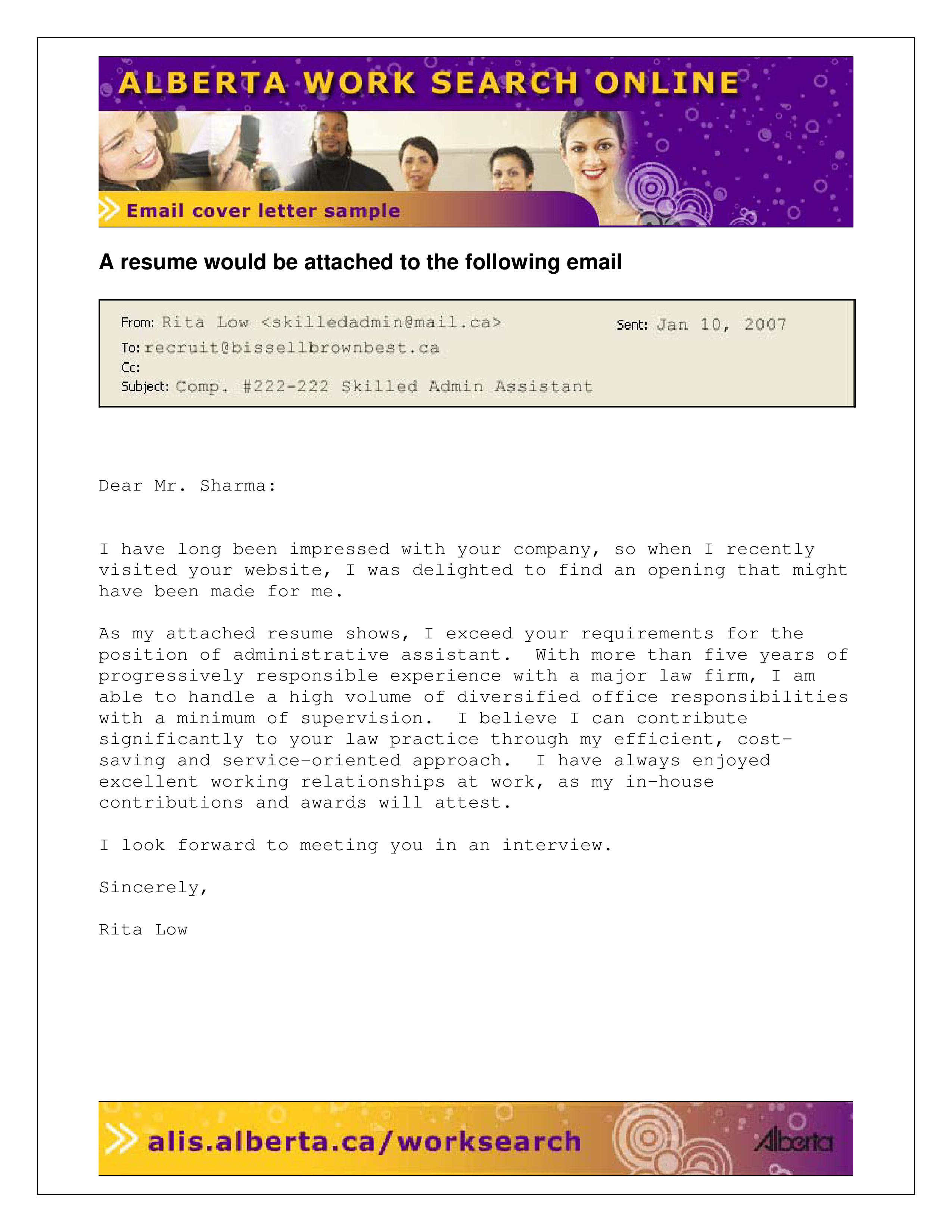 Job Application Email Templates At Allbusinesstemplates