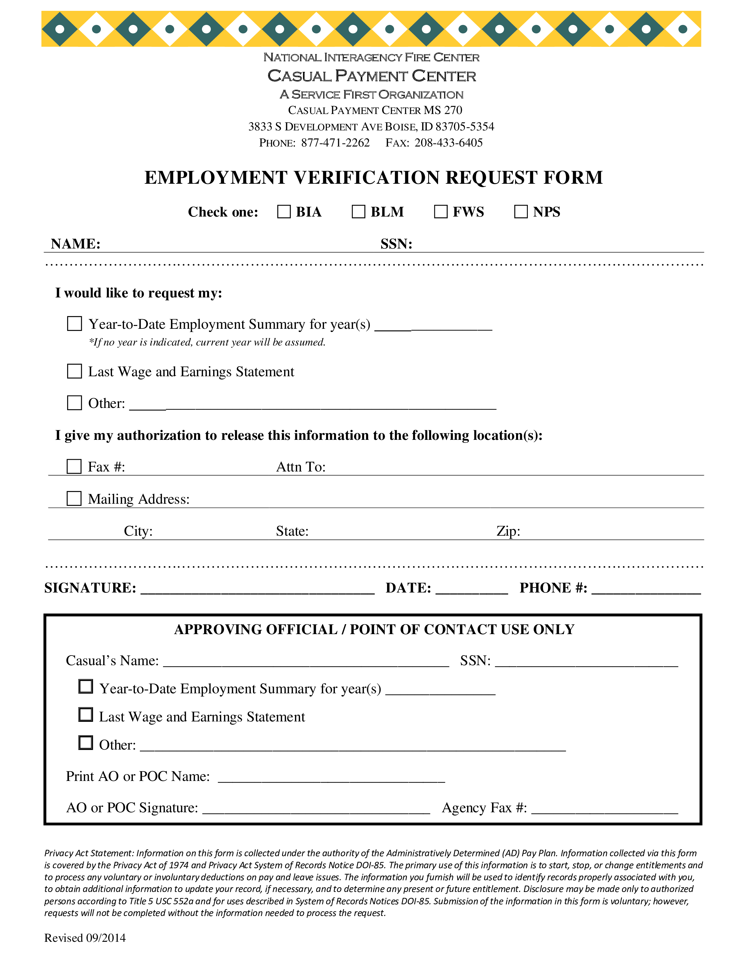 employment verification request form template
