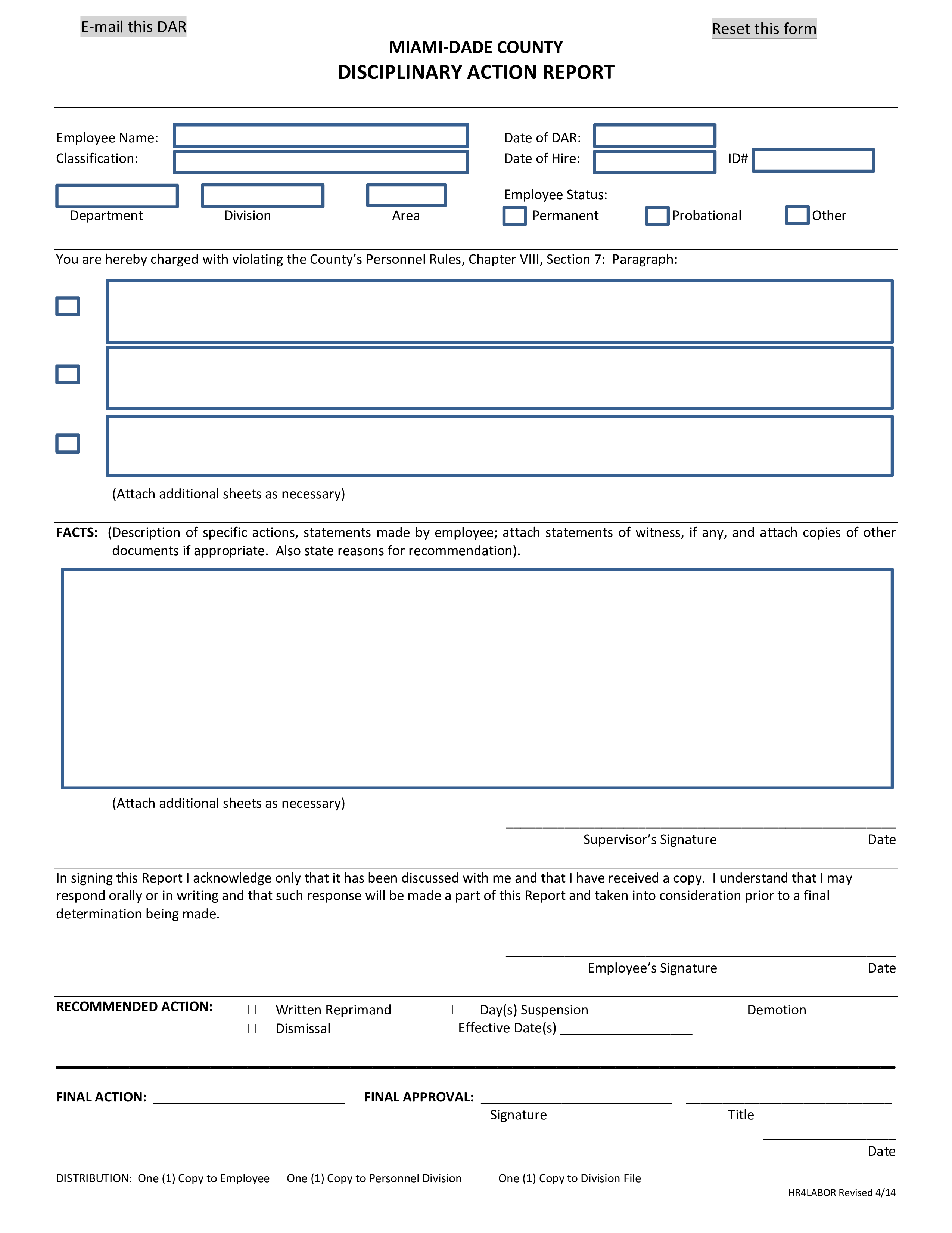 disciplinary action template