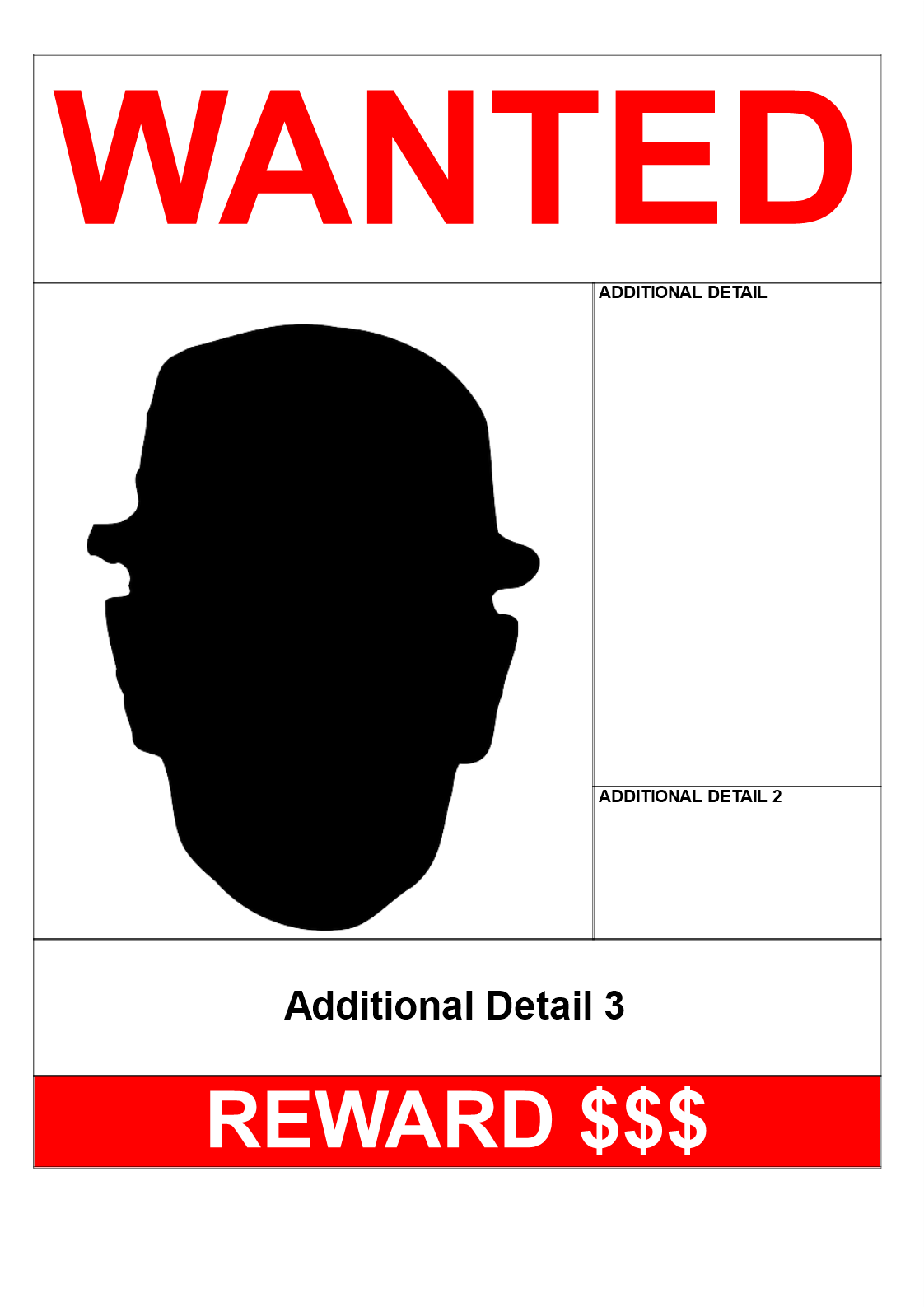 Wanted Poster A3 Size design main image