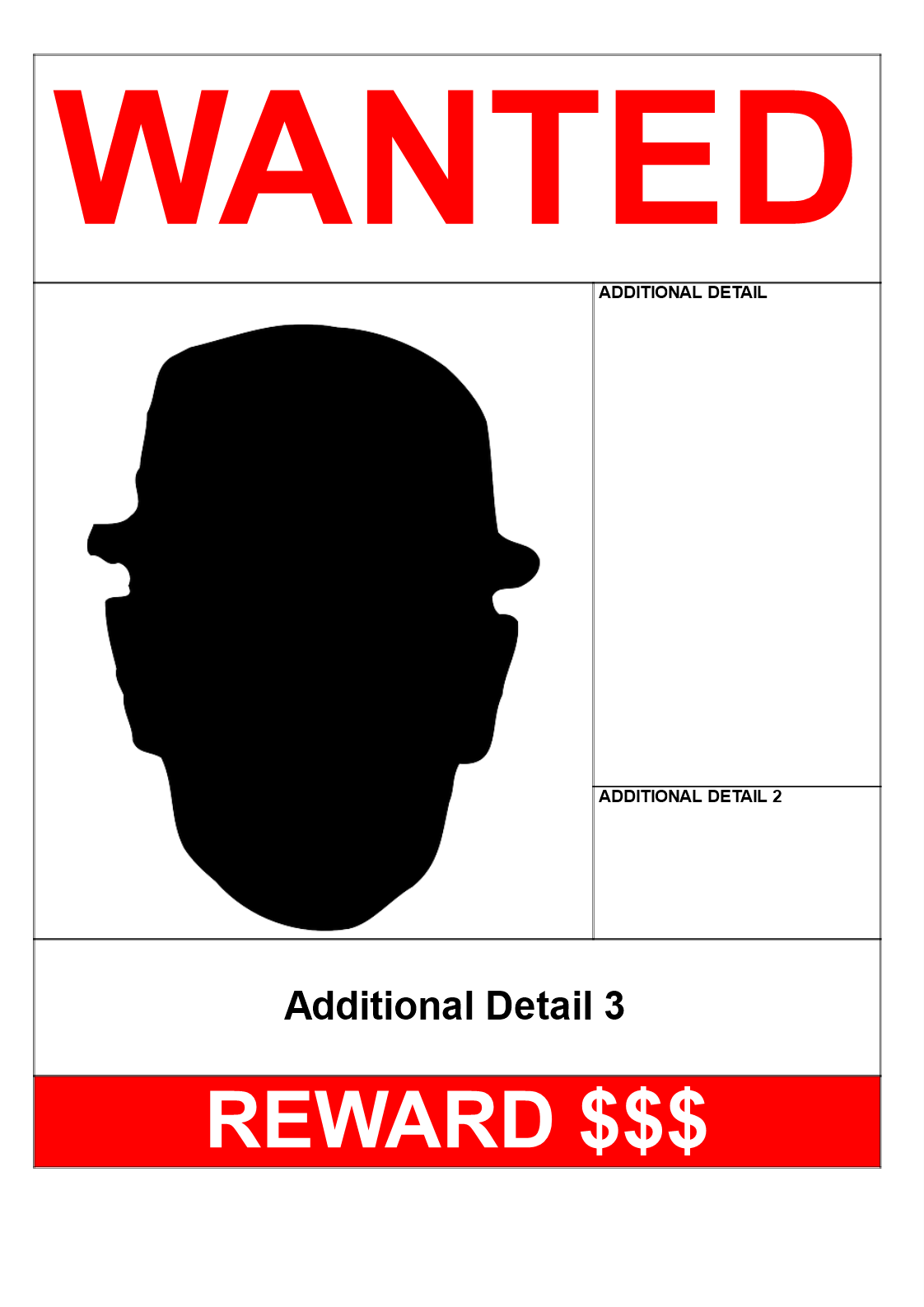 wanted poster a3 size design voorbeeld afbeelding 