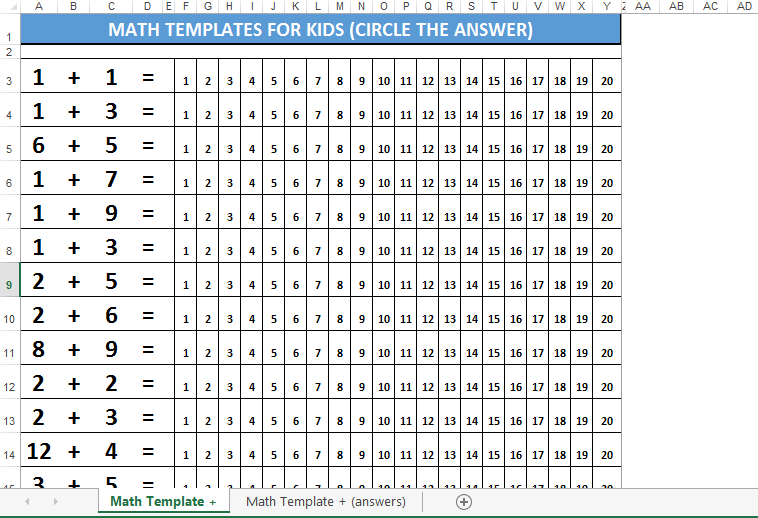 learn to add numbers forkids circle the answer template