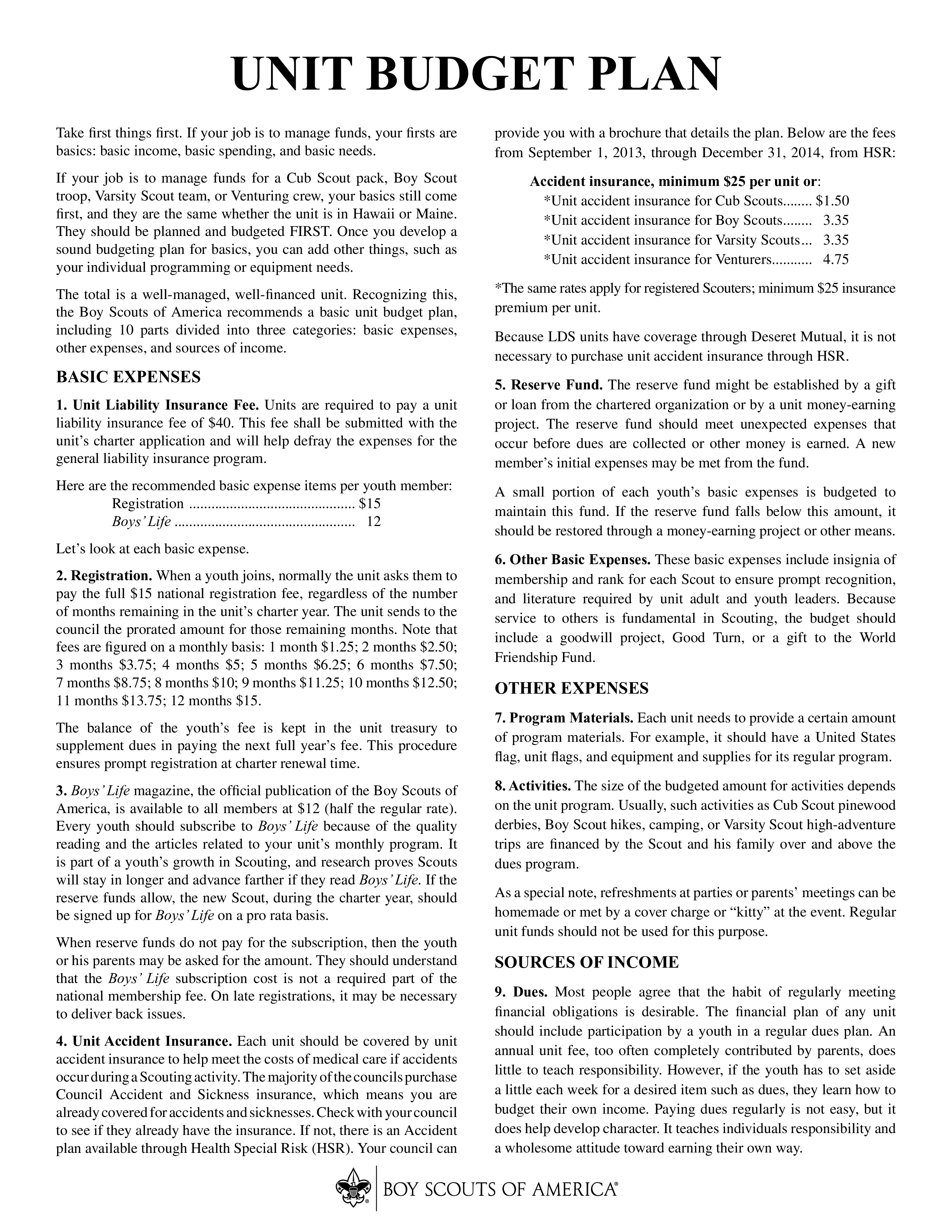 Unit Budget Plan main image