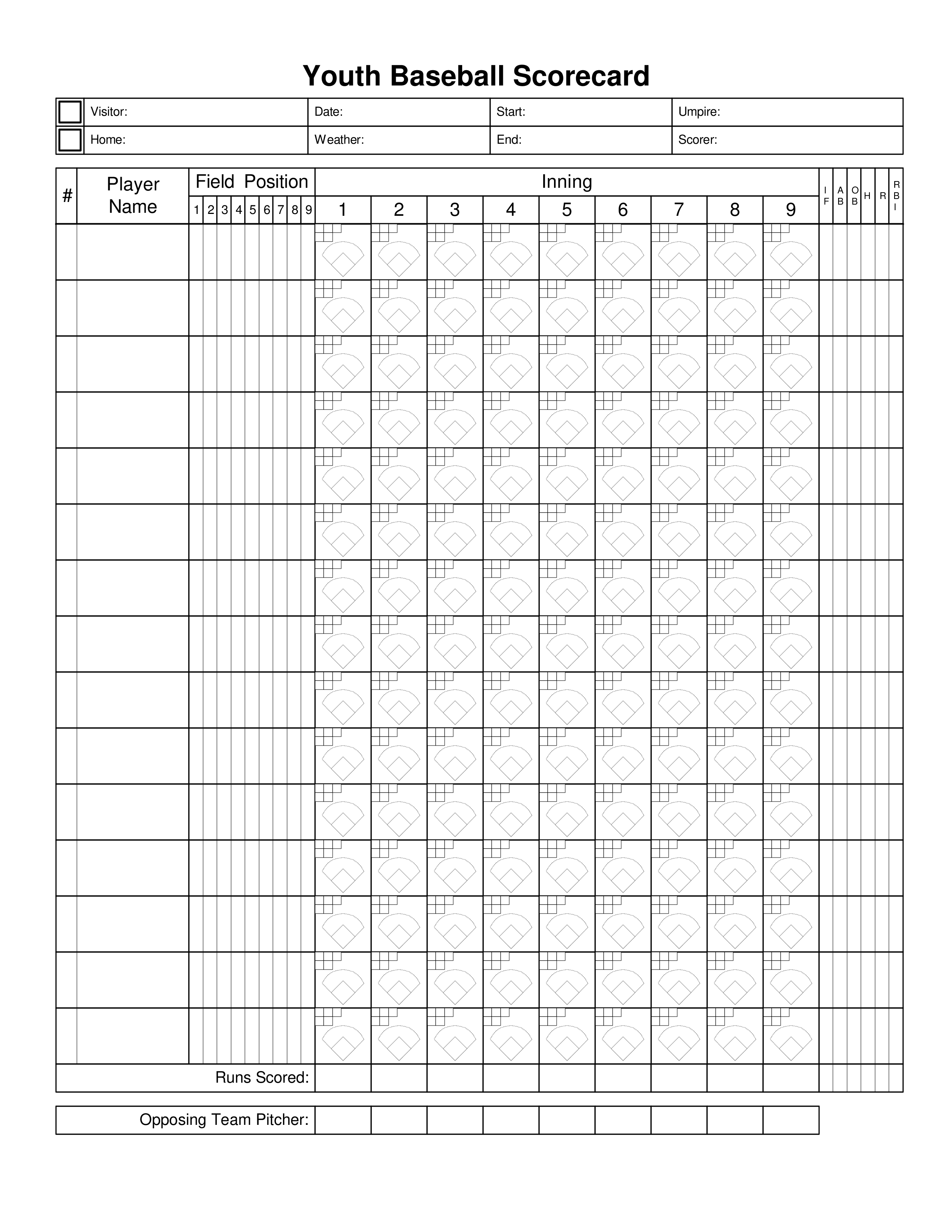 Youth Baseball Score Sheet Gratis Youth Baseball Score Sheet Gratis