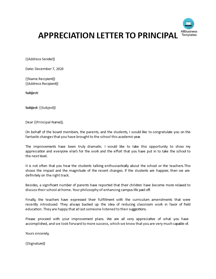 Kostenloses Thank you note for principal With Regard To Letter To Parents Template From Teachers