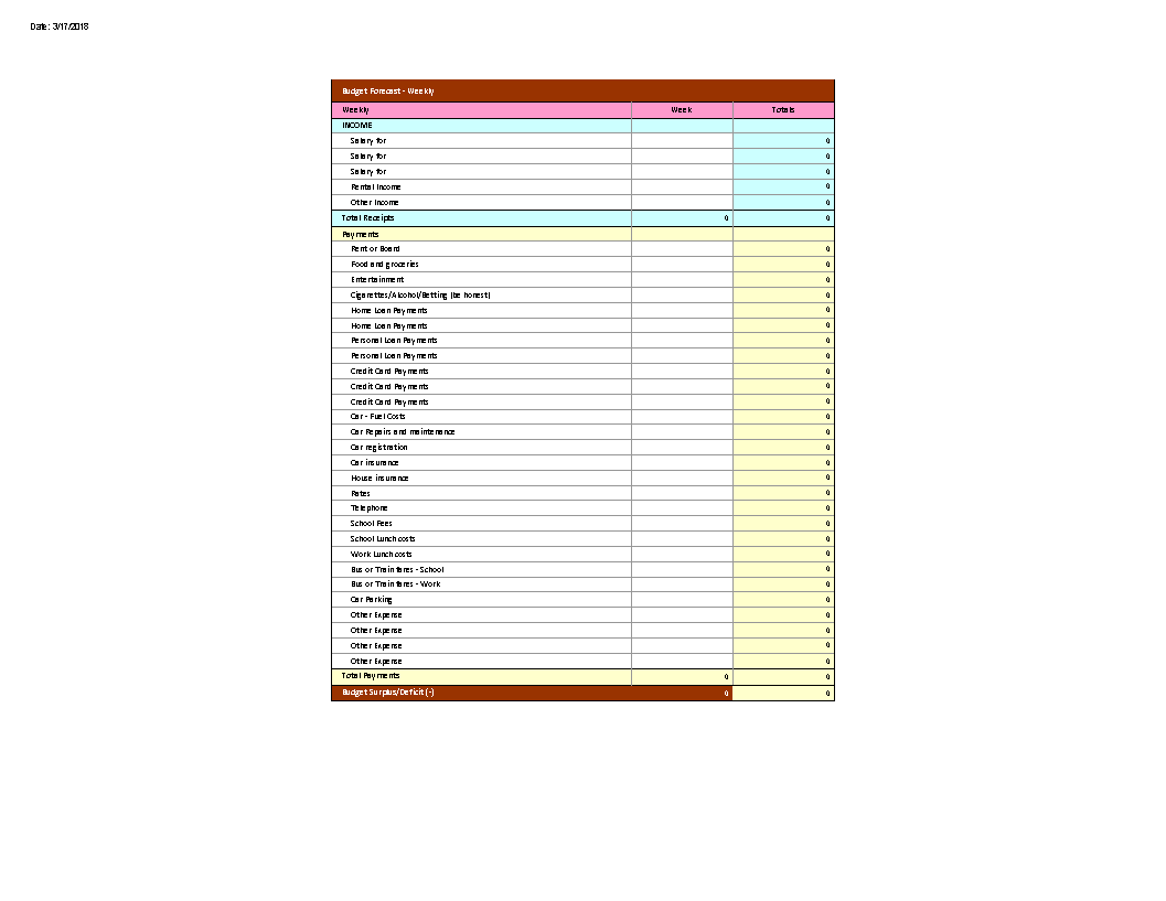 weekly budget printables plantilla imagen principal