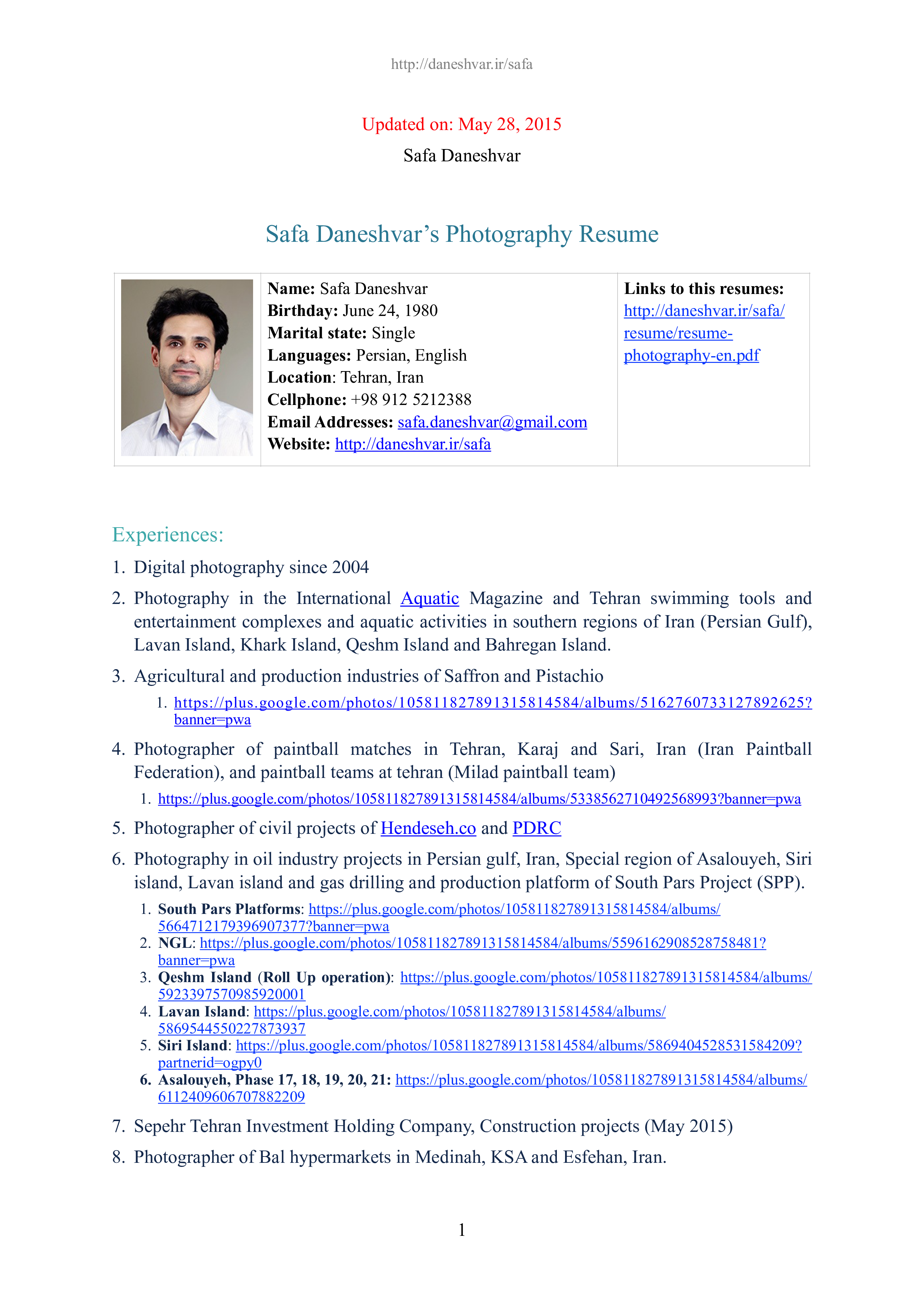 Digital Photographer Resume main image