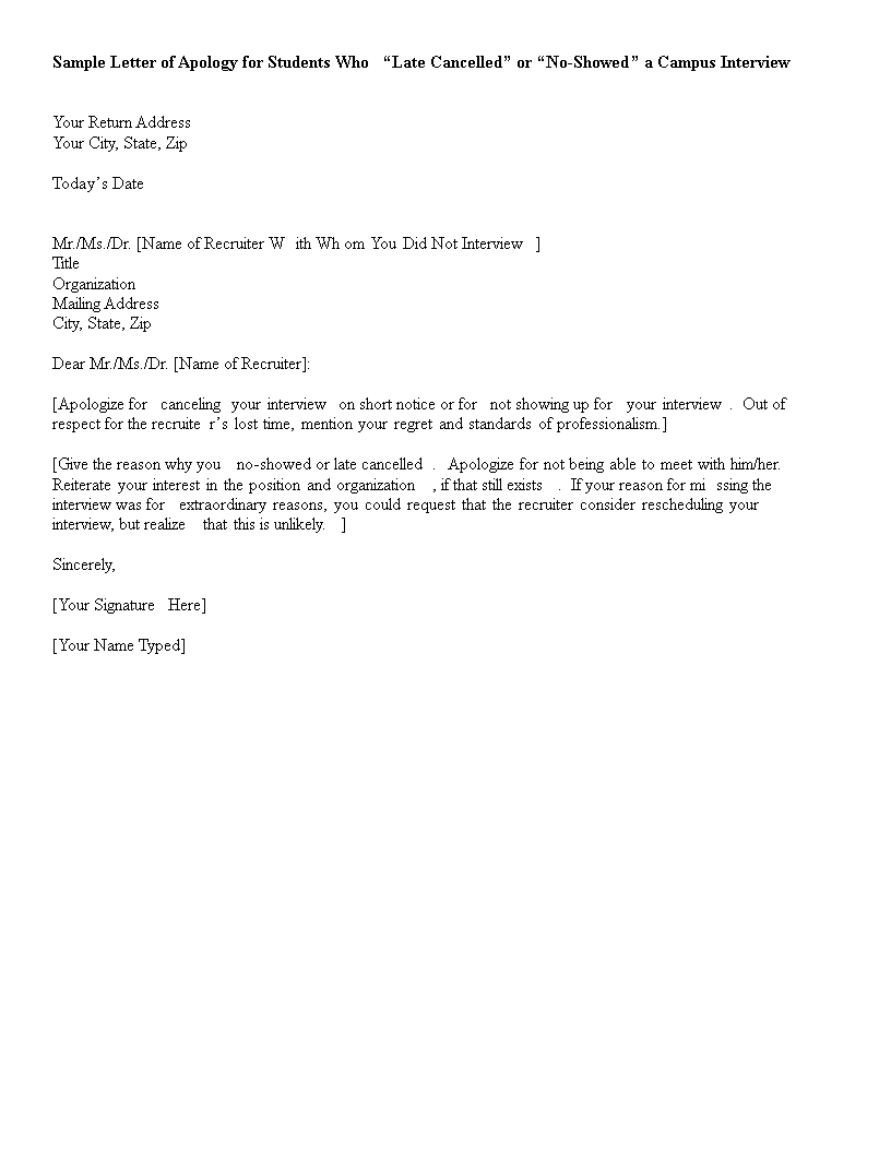 Sample Letter Of Apology For Student main image