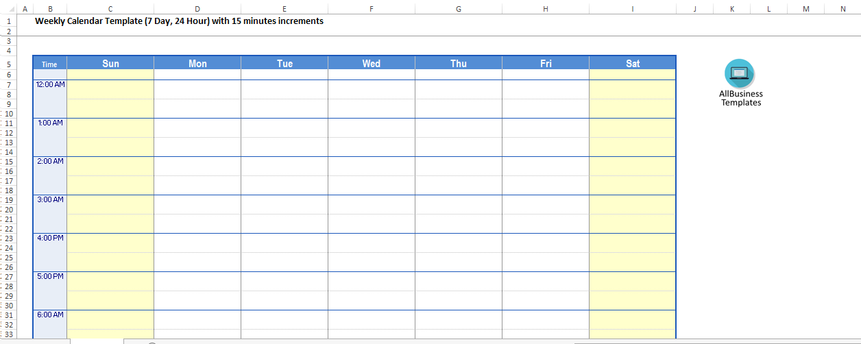 7 Day Week Schedule Template from www.allbusinesstemplates.com