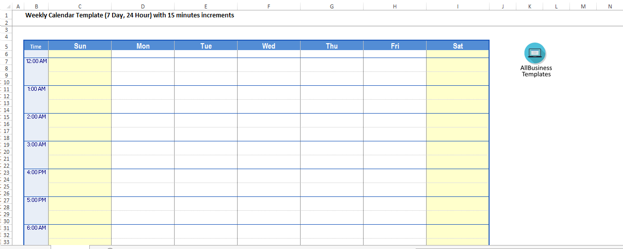 Printable 24 Hour Daily Calendar Template Templates At 