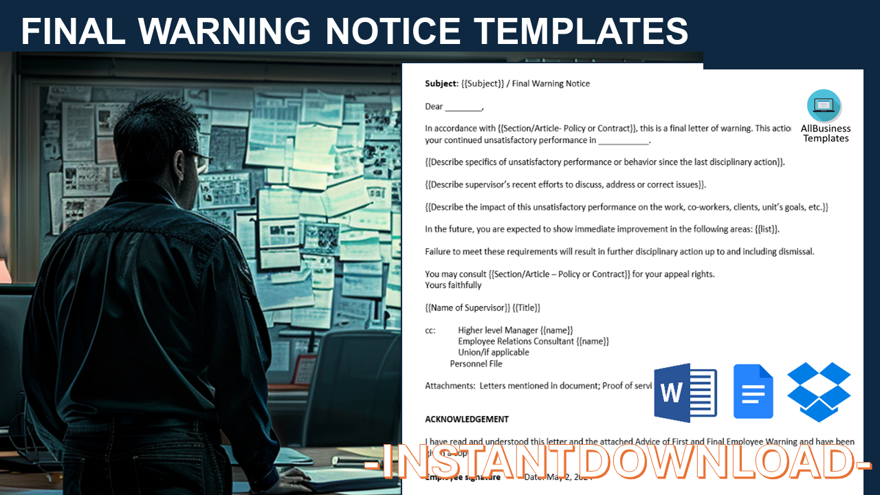 sample final warning letter for poor performance template