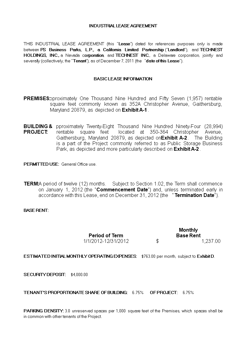 industrial land lease agreement Hauptschablonenbild