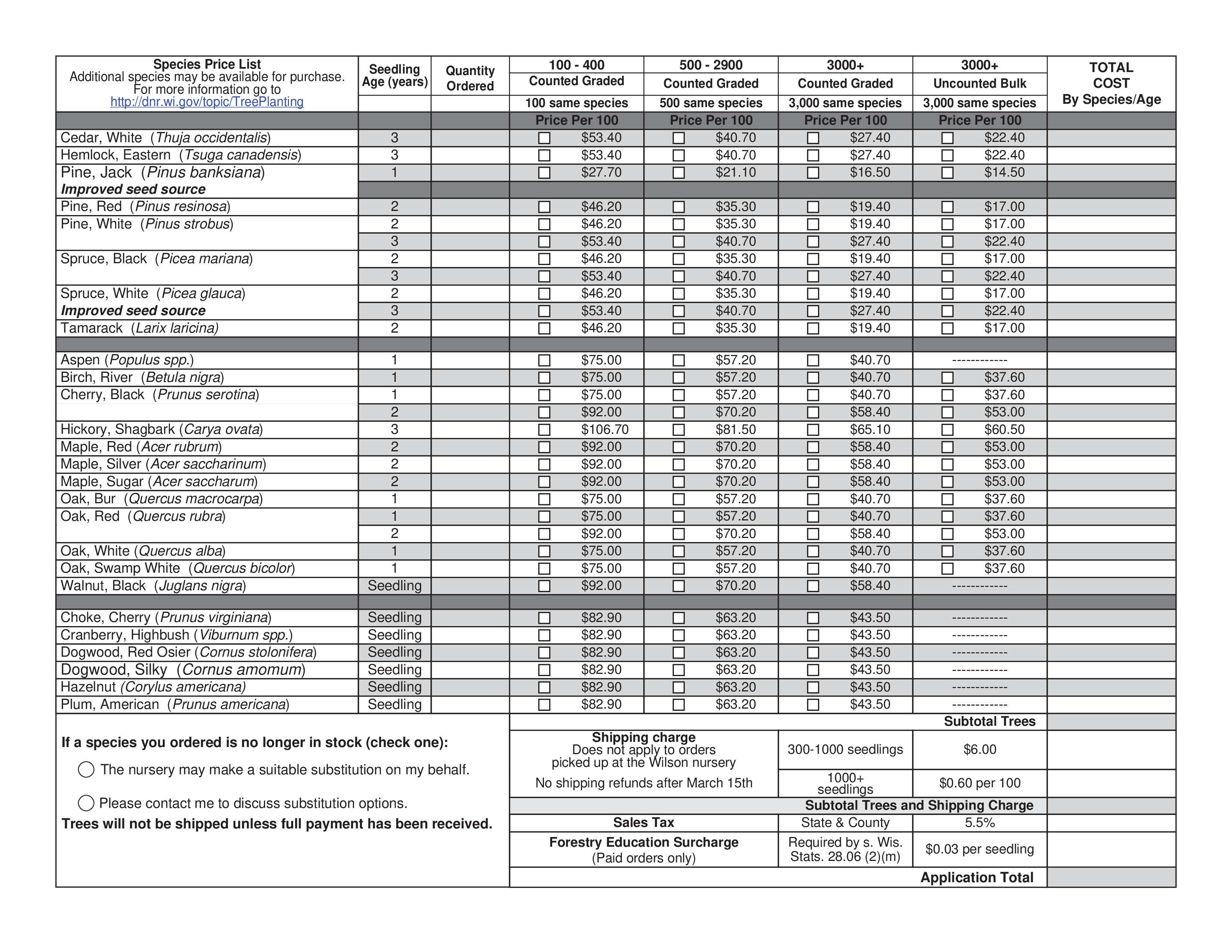 seedlingpricelist template