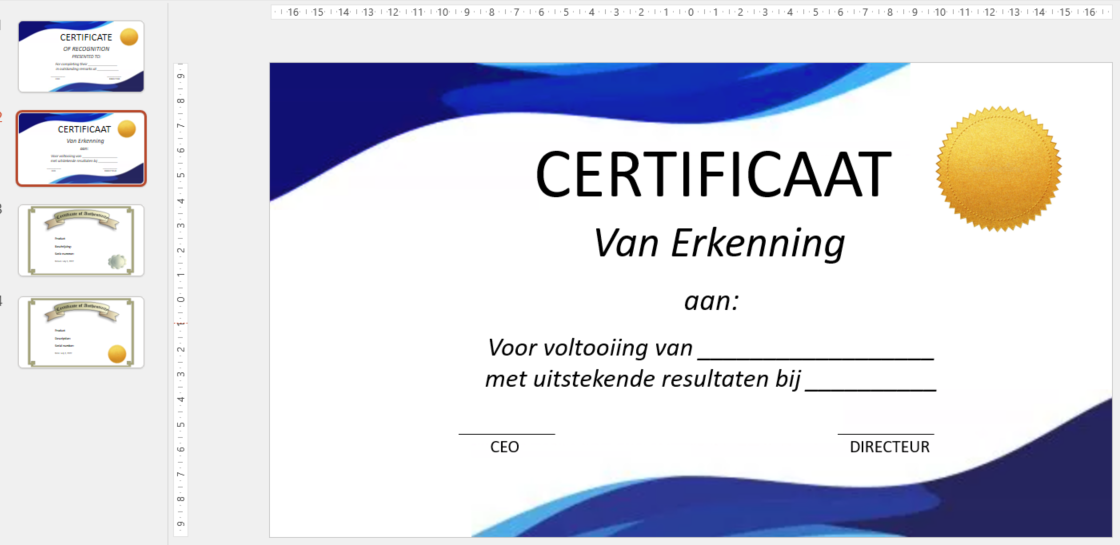 certificaat van erkenning sjabloon voorbeeld afbeelding 