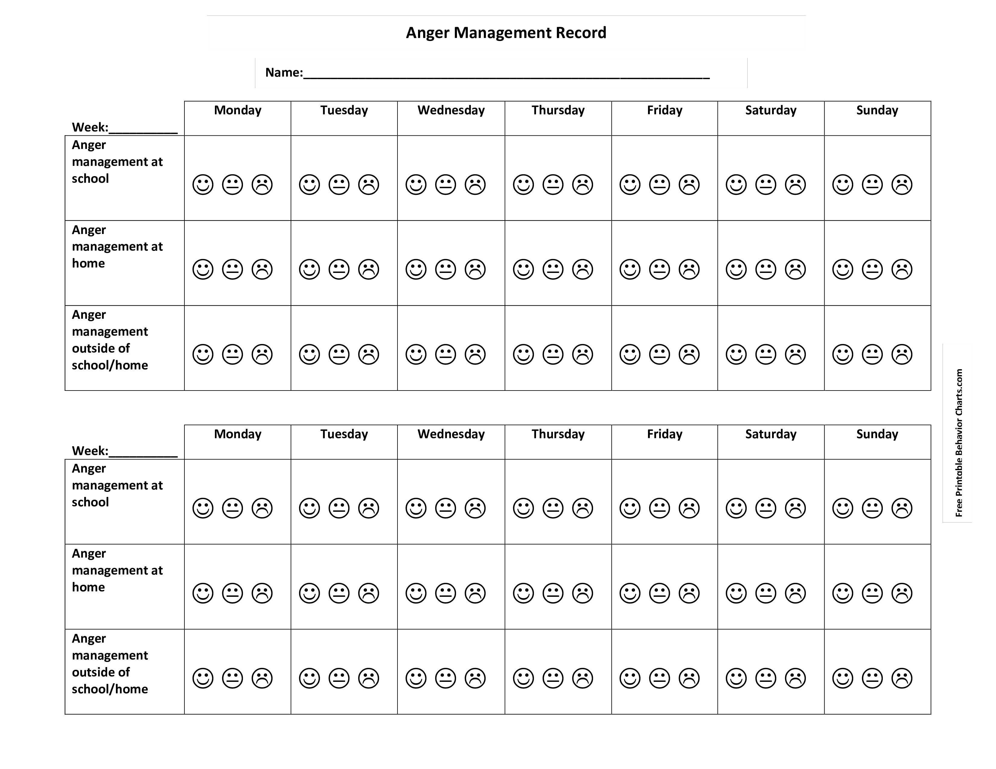 Free Printable Behavior Charts Com