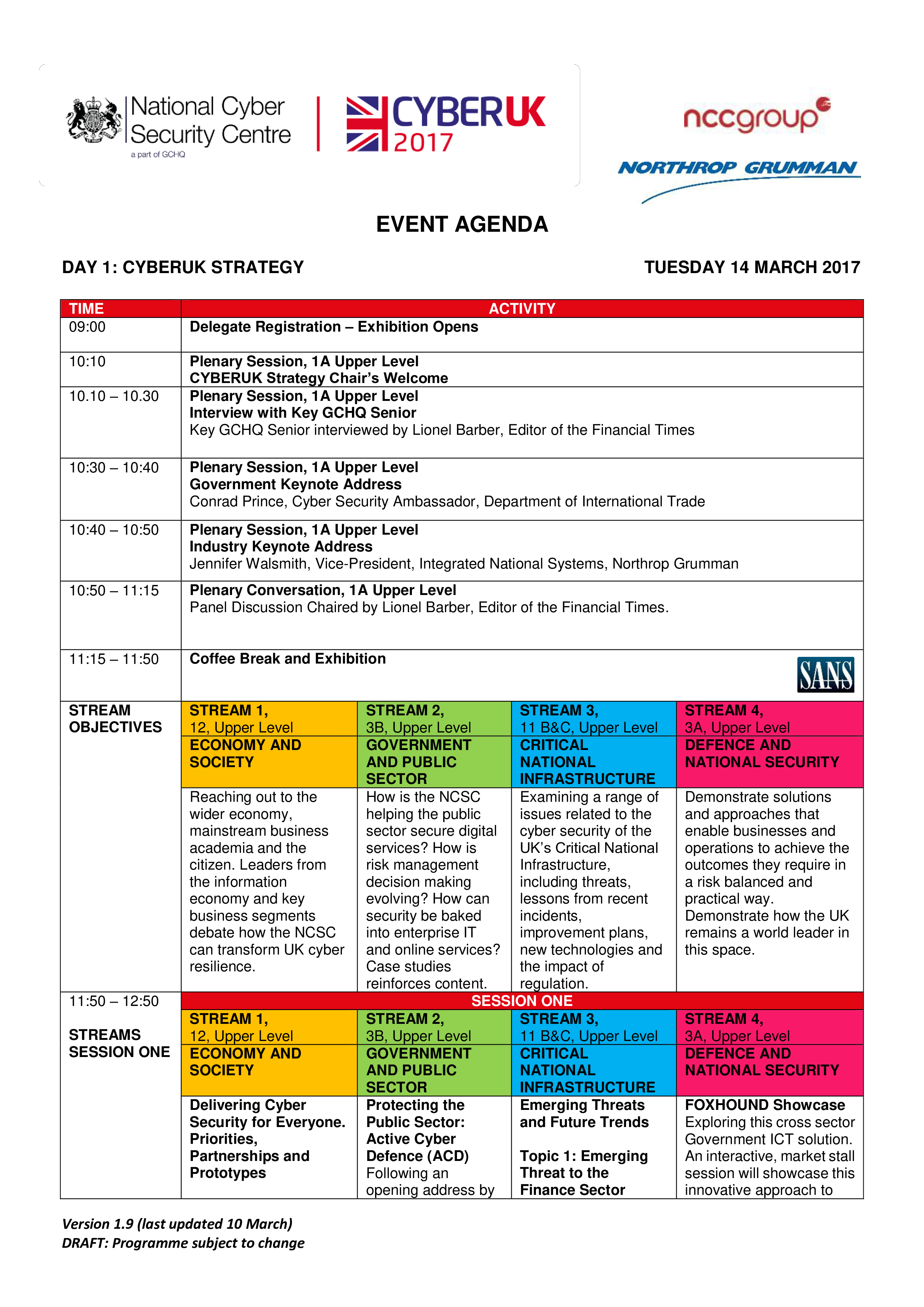 agenda for an event example modèles