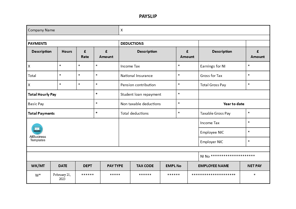 pay slip template